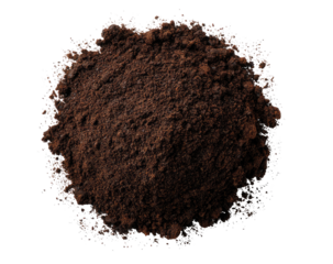 Close-up of dark brown granular substance, circular mound