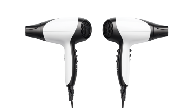 Two Hair Dryers on a Transparent Background