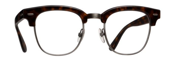 Vintage-style browline glasses featuring dark tortoise details.