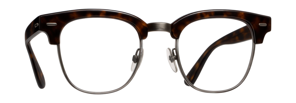 Vintage-style browline glasses featuring dark tortoise details.