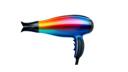 Colorful hair dryer on a transparent background