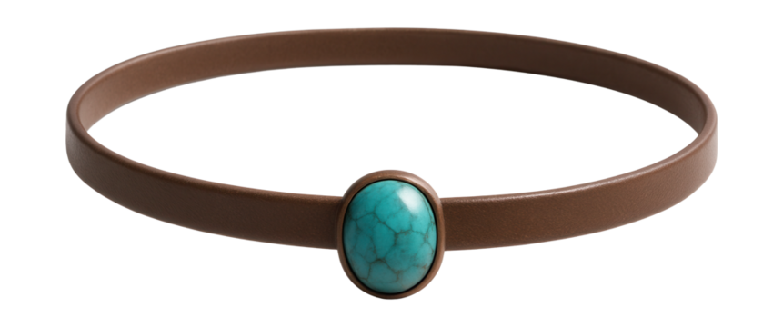 Slim leather choker featuring a central turquoise stone.