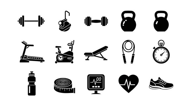 health and fitness icons set