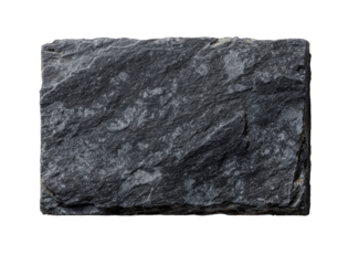 Close-up of a rectangular slab of dark gray stone.  Its surface is textured with natural, irregular lines and patterns.  A slightly rough, uneven appearance is evident