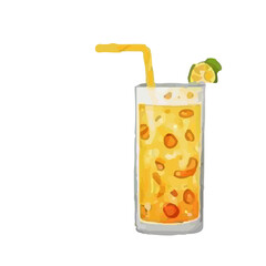 watercolor summer drink isolated on white background