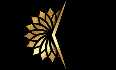 Luxury mandala background with gold frame in arabesque pattern Arabic style, vector illustration black design template with copy space for your text