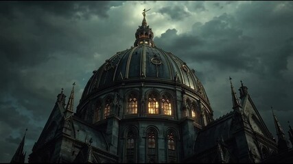 Gothic Cathedral Dome Glowing Faintly