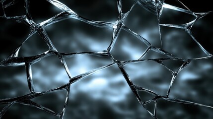 Broken glass reflecting patterns in a dark abstract design