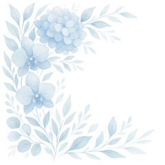 Soft floral watercolor corner with white background