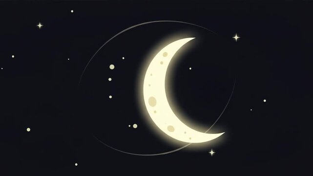 Peaceful Animated Crescent Moon in a Starry Night Sky.