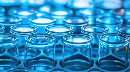 Clear glass vials displayed for scientific laboratory analysis