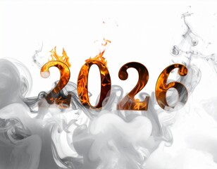 2026 in Fiery Design with Smoke Effects