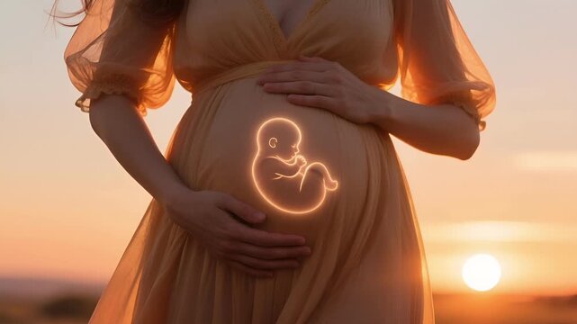 Pregnant Woman’s Silhouette with Visible Fetus