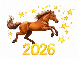 2026 with Galloping Horse and Golden Stars