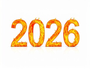 2026 in Flaming Typography with Intense Heat Effects