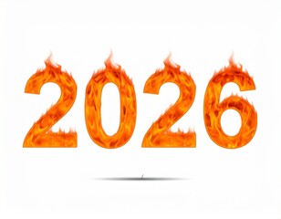 2026 in Flaming Typography with Rising Fire