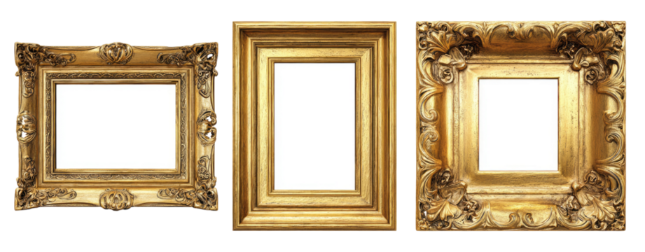 Three ornate gold picture frames (4)