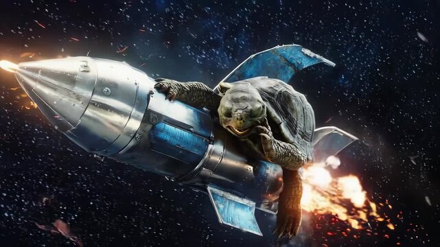 Turtle Takes Flight: A Rocket-Powered Journey Through Space and Beyond!