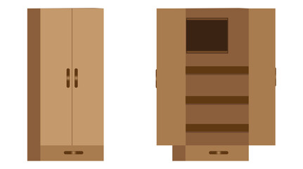 Set of Office Cabinets and Storage Furniture Vector Illustrations (Flat Design, Bookcase, Lockers, Organization)