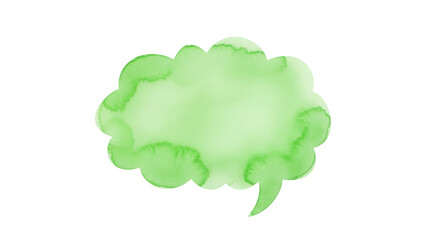 Green Cloud Bubble: An empty green speech bubble, perfect for conveying messages, thoughts, or ideas. A simple yet effective visual for communication and expression.