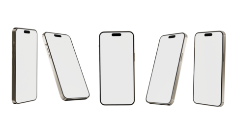 Smartphones with Blank Screens for App Mockups on Black