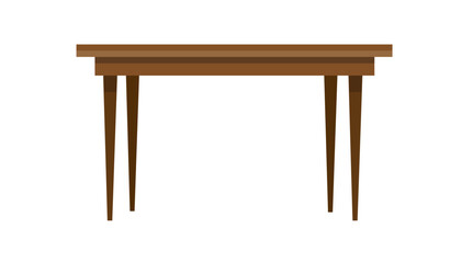 Simple Wooden Table Vector Illustration Set (Flat Design, Dining Table, Furniture Element)