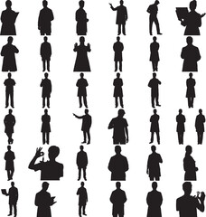 Hand made Doctor Silhouette Silhouette of diverse people in various poses vector illustration of standing figures for design elements isolated on white background