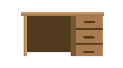 Minimalist Office Desk with Drawers Vector Illustration (Flat Design, Workspace Furniture, Business Concept)