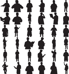 Hand made Doctor Silhouette Set of doctor silhouette vectors medical staff in various poses flat design illustration isolated on white background