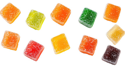 Colorful Assorted Gummy Candies on transparent background