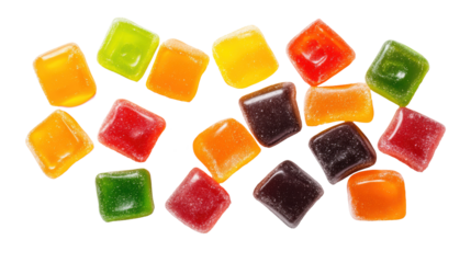 Colorful gummy candies on transparent background