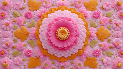 Groovy Retro Repeat, valentine: Dreamy pinks repeat with orange create psychedelic love style, radiating Boho vibe and inspiring happy, joyful feeling