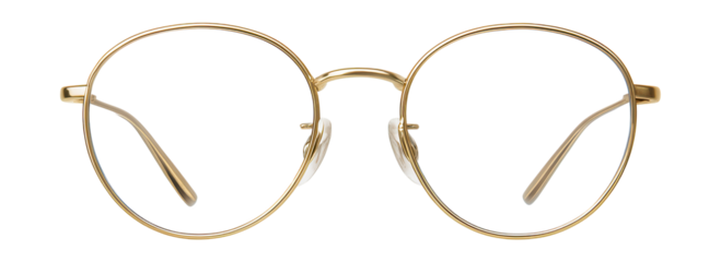 Oval blue light glasses featuring slim gold wire frames.