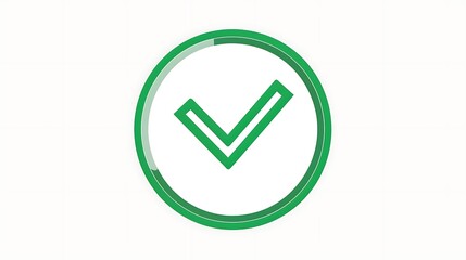 Prominent green checkmark symbol within a circular outline signifies successful completion and positive confirmation