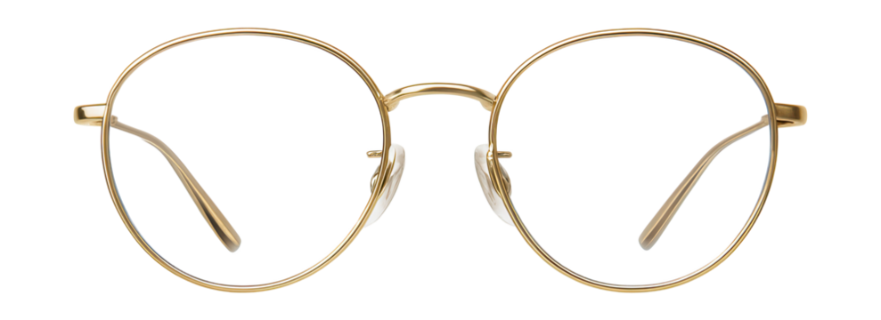 Oval blue light glasses featuring slim gold wire frames.