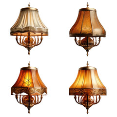 Obraz premium Four antique lamps in various warm, glowing hues