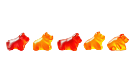 Colorful gummy bears on transparent background