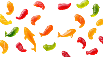 Colorful Gummy Animals on Transparent Background