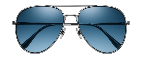Oversized aviator sunglasses with metallic frames and blue tinted lenses.