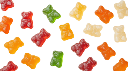 Colorful Gummy Bears on Transparent Background
