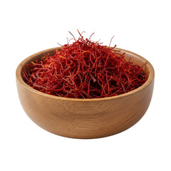 Naklejka premium Saffron threads in an antique brass bowl on a transparent background