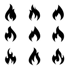 Set of Fire Flame icon vector