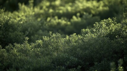 Dense thickets of thorny bushes illuminated by sunlight outdoors