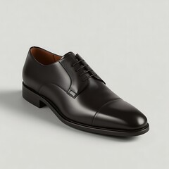 Elegant Black Leather Oxford Shoe Isolated on White Background Perfect for Formal Wear Business Attire and Upscale Fashion Statements