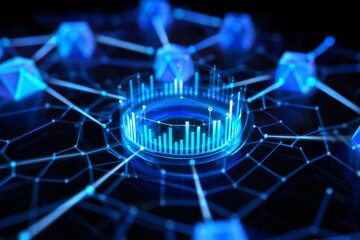 Abstract Data Visualization with Network Connections and Bar Graph