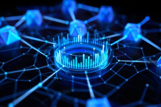 Abstract Data Visualization with Network Connections and Bar Graph - Powered by Adobe