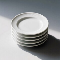Empty White Ceramic Dinner Plate on Textured Grey Background Surface