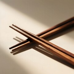 Close-Up of Elegant Lacquered Wooden Chopsticks: Asian Dining and Kitchen Accessories