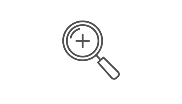 Magnifying glass icon for search and investigation cut out