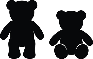 Two black teddy bear silhouettes facing left